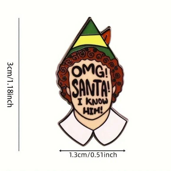 Elf Enamel pin. “Omg! Santa! I know him!” - Picture 2 of 5